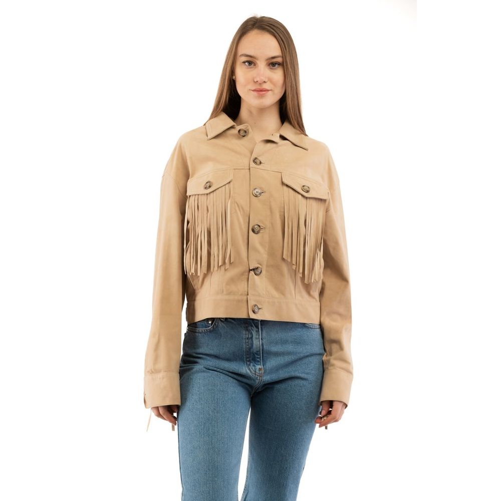Moschino - Beige Cotton Leather Jacket