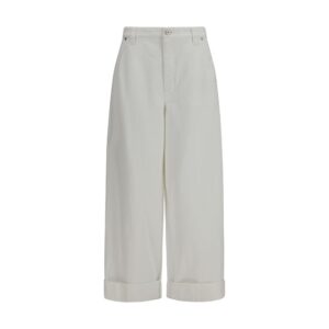 White Cotton Casual Pants