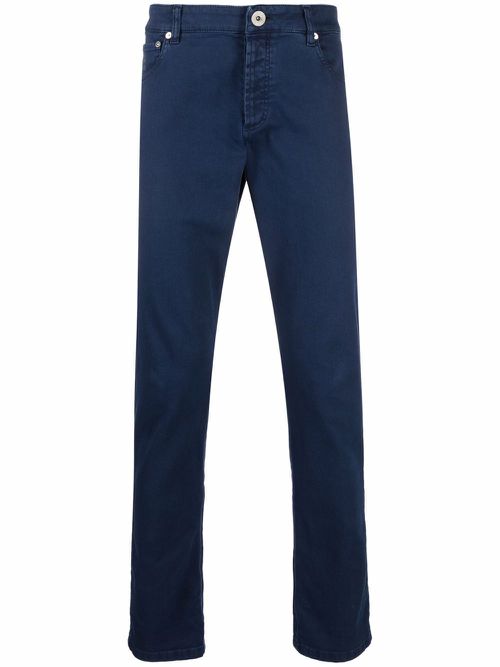 Brunello Cucinelli - Blue Cotton Casual Pants