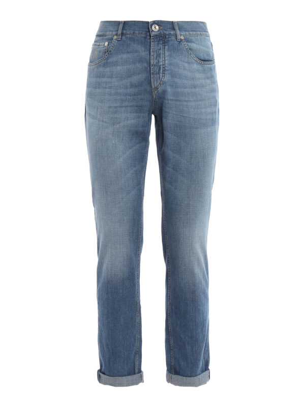Brunello Cucinelli - Blue Cotton Straight-Leg Jeans