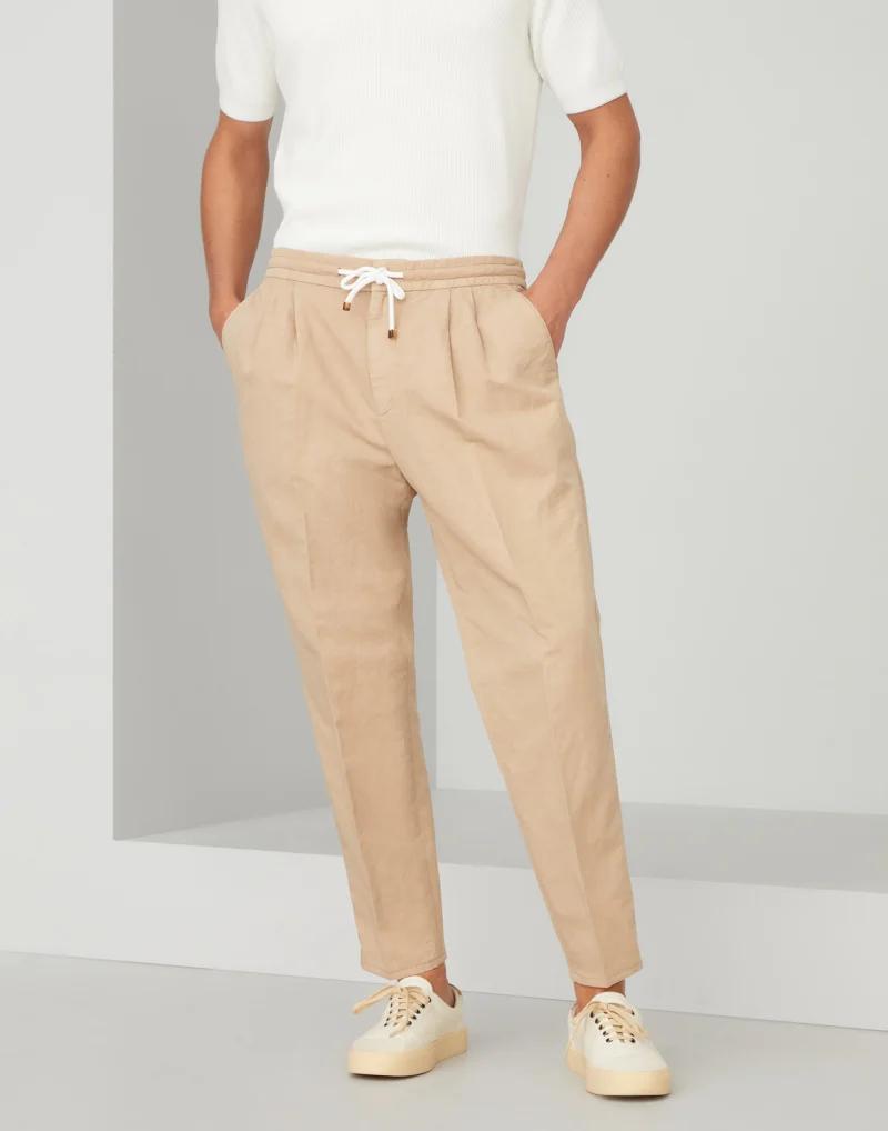 Brunello Cucinelli - Beige Linen Casual Pants