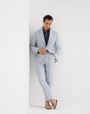 Light Blue Linen Casual Pants