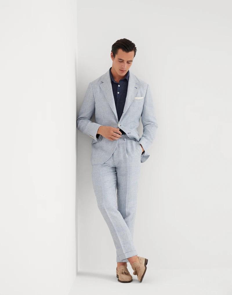 Brunello Cucinelli - Light Blue Linen Casual Pants