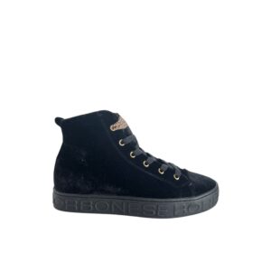 Black Leather Women Sneaker