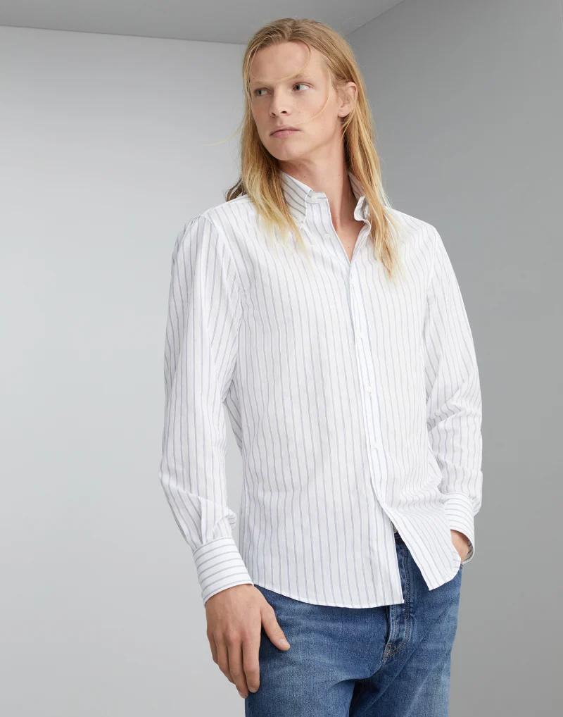 Brunello Cucinelli - Bicolor Cotton Pattern Shirt
