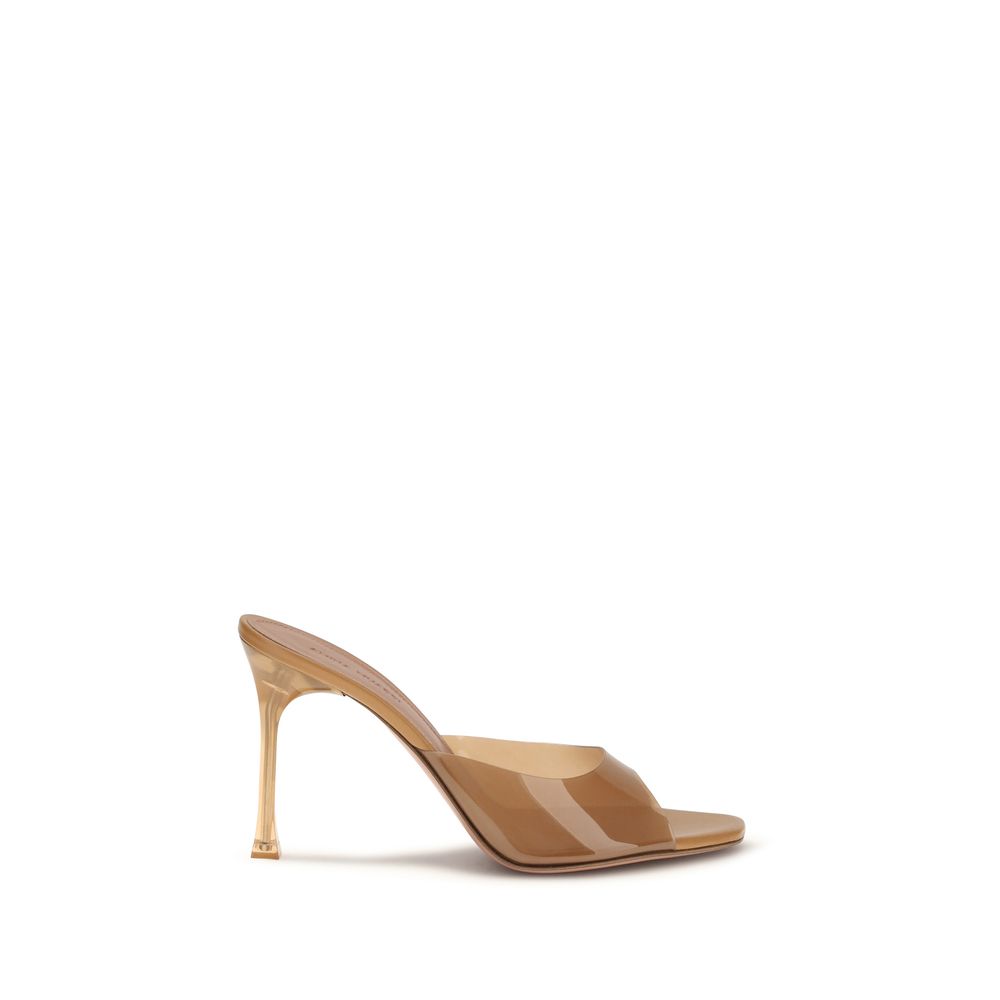 Amina Muaddi - Beige Pvc Stiletto Heel Sandals
