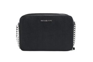 Michael Kors Jet Set Large East West Black Saffiano Leather Crossbody Handbag