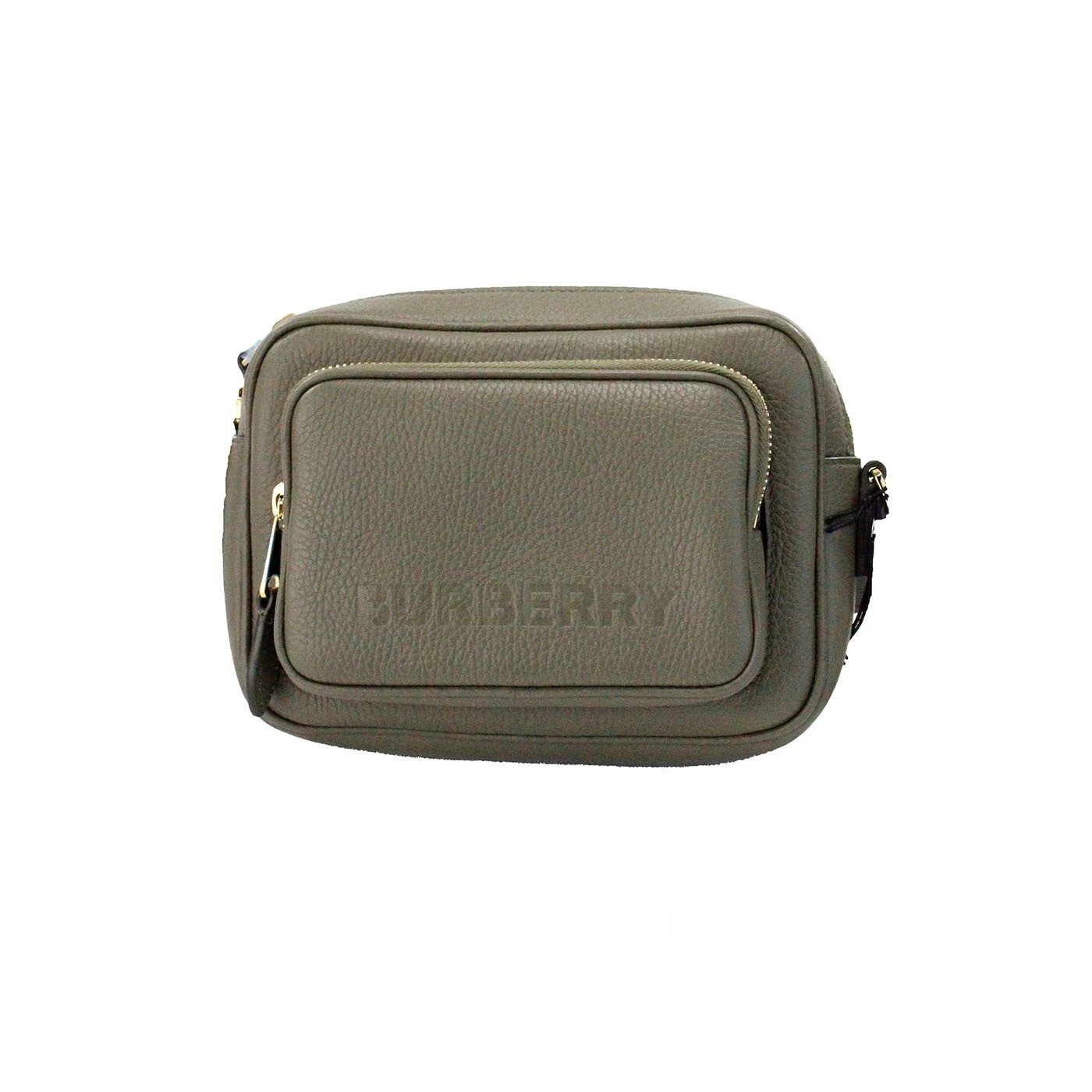 Burberry - Burberry Small Branded Dark Fern Green Grainy Leather Camera Crossbody Bag
