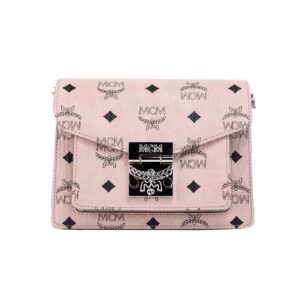 MCM Signature Patricia Leather Mini Flap Lock Crossbody Bag