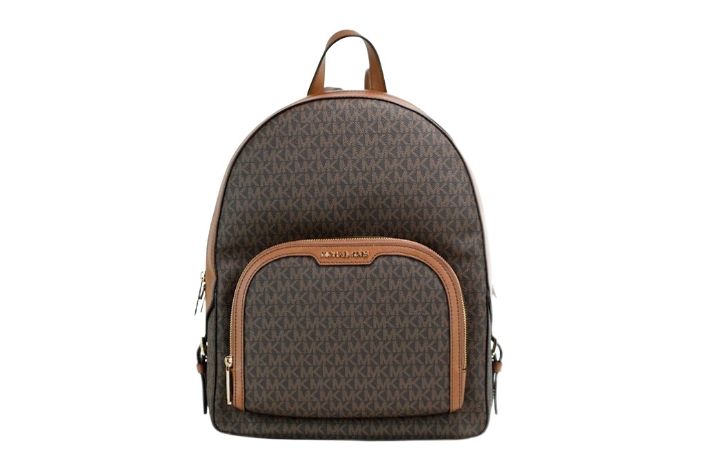 Michael Kors - Michael Kors Jaycee Large Brown Signature PVC Shoulder Backpack Bookbag