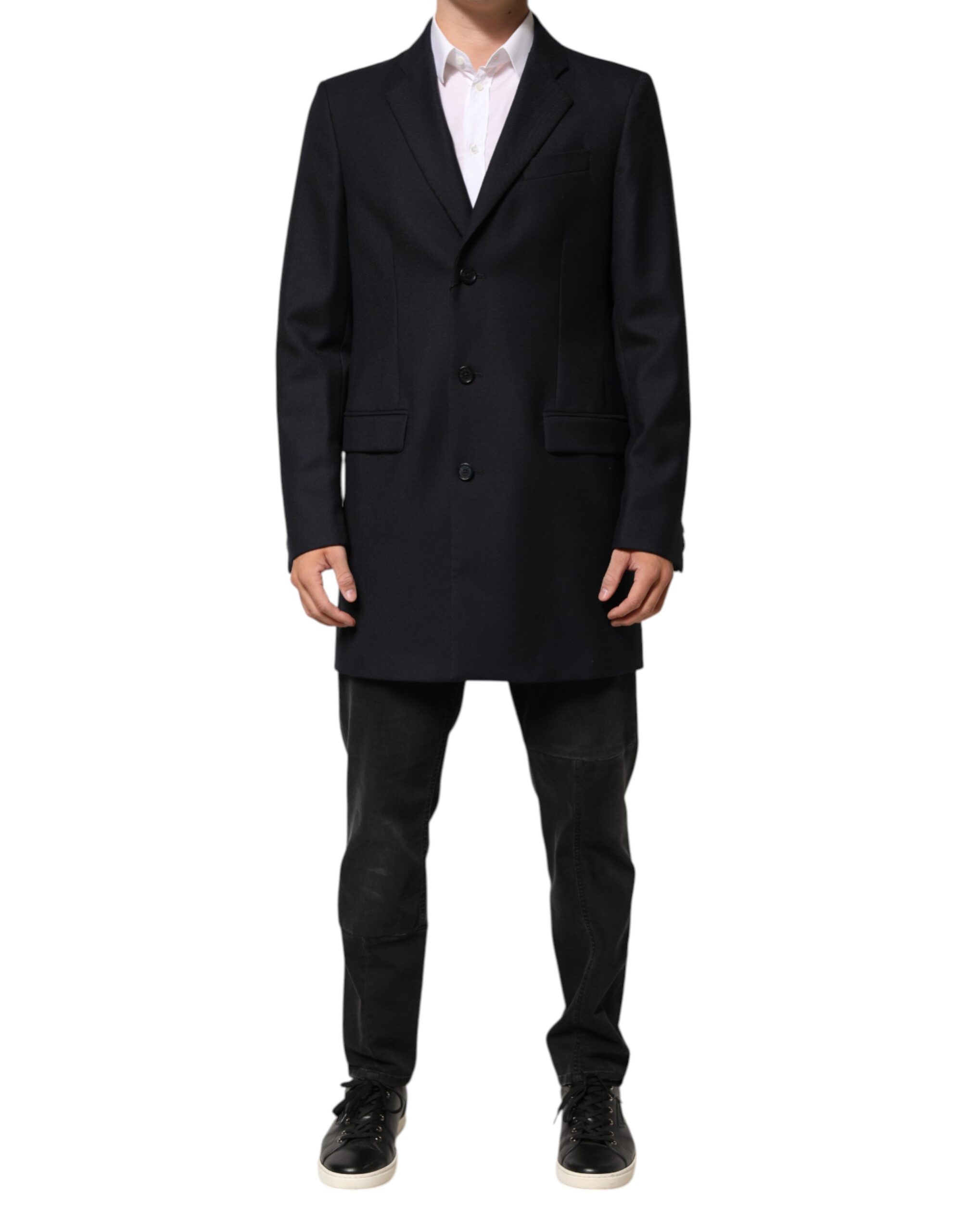 Dolce & Gabbana - Dark Blue Wool Men Jacket Coat Blazer Suit