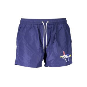 Blue Polyester Men's Swim Boxer