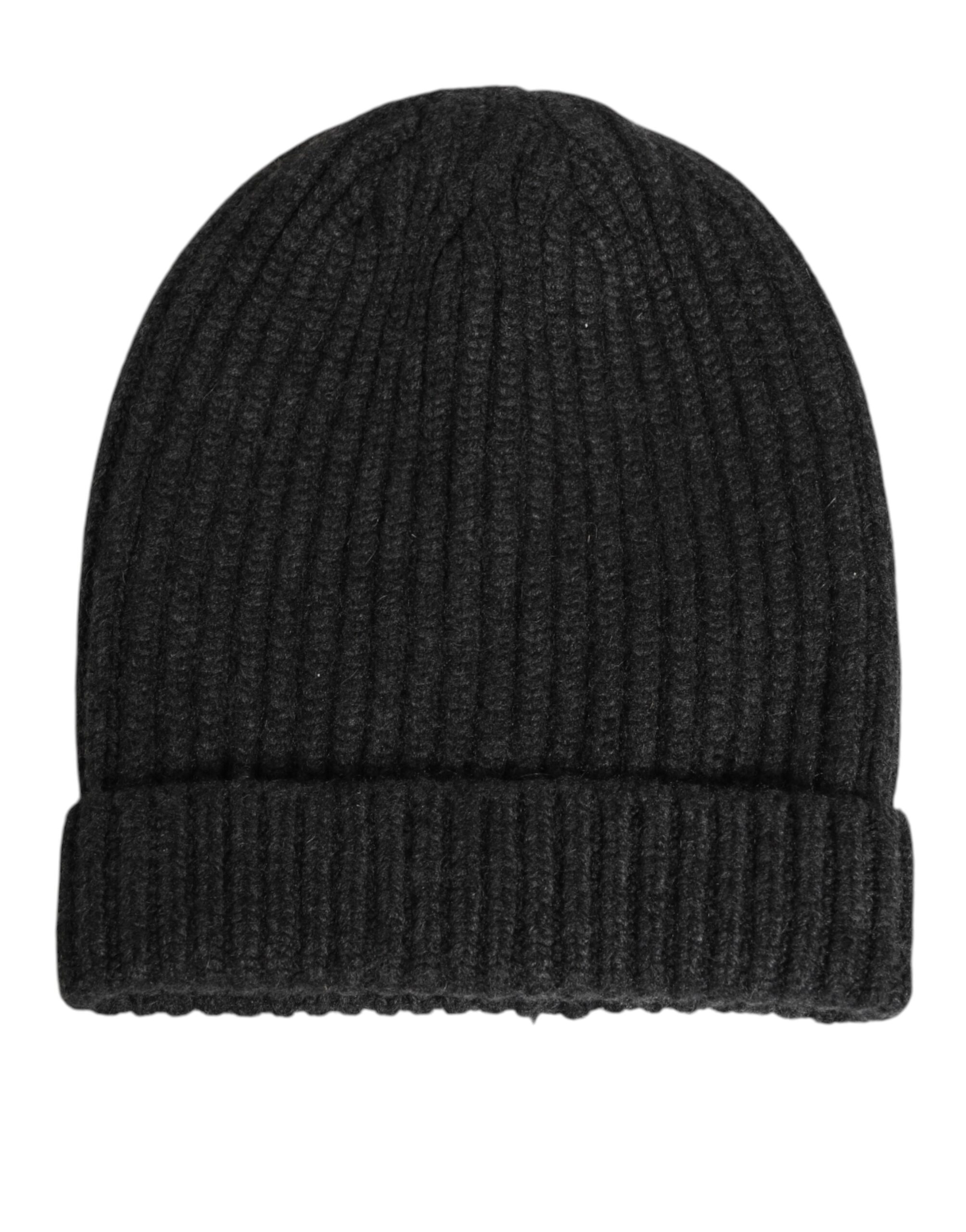 Dolce & Gabbana - Black Cashmere Knitted Beanie Men Capello Hat
