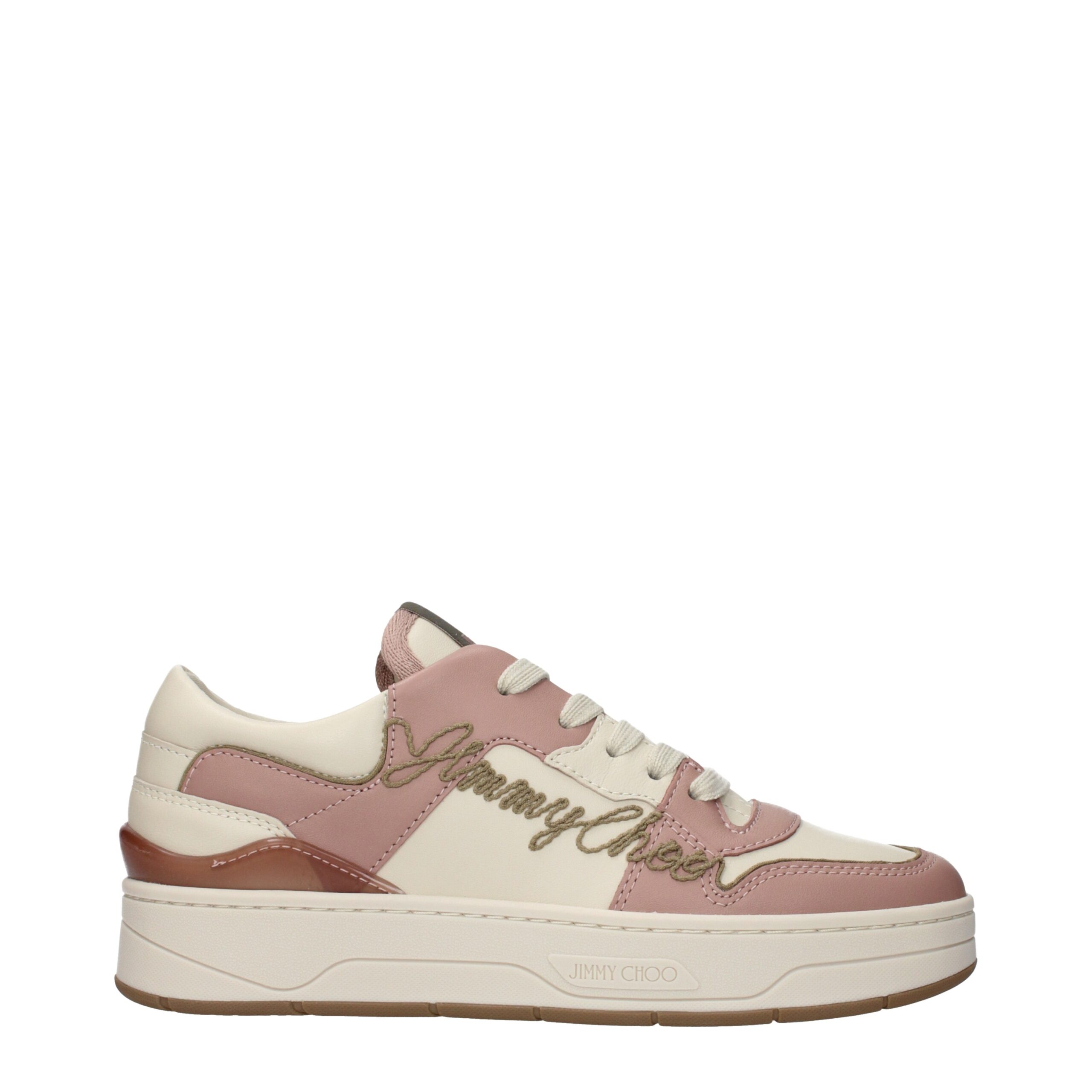 Jimmy Choo - Pink Leather Low Top Sneakers