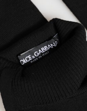 Black Virgin Wool Knitted Fingerless Men Gloves