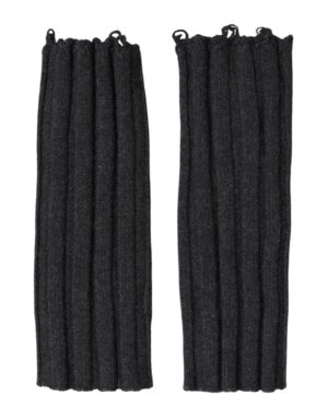 Dark Gray Virgin Wool Knitted Fingerless Gloves