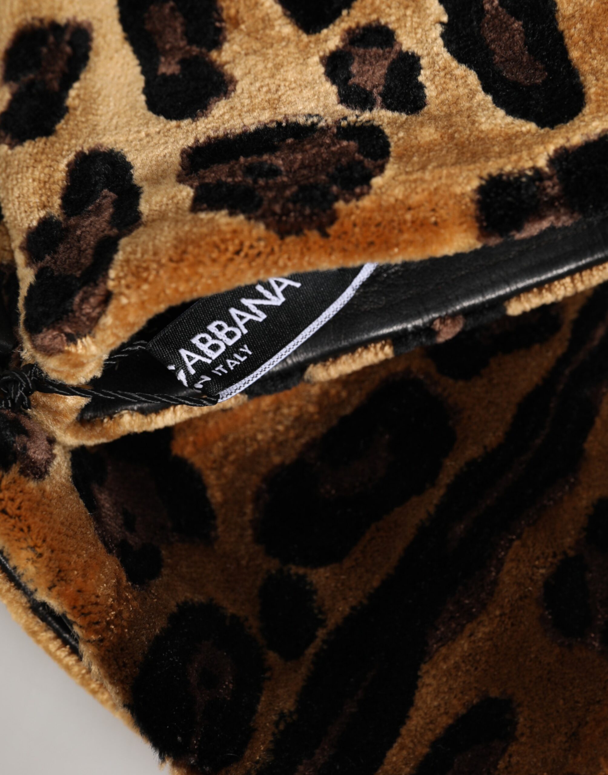 Dolce & Gabbana - Brown Black Leopard Leather Elbow Length Mitten Gloves