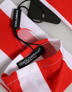 Red White Nylon Fingerless Wrist Length Gloves