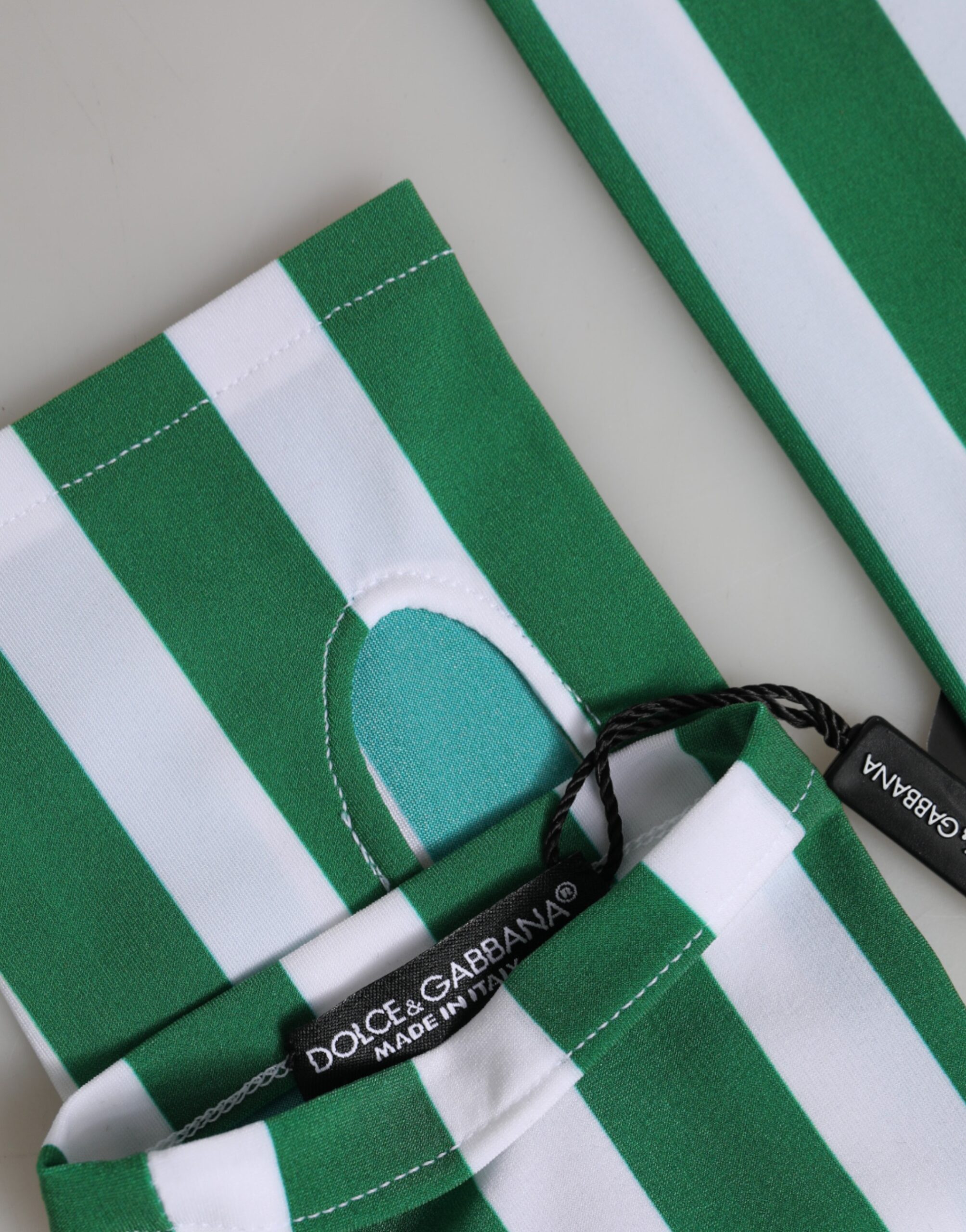 Dolce & Gabbana - Green White Nylon Fingerless Wrist Length Gloves