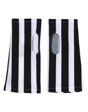 Black White Nylon Fingerless Wrist Length Gloves