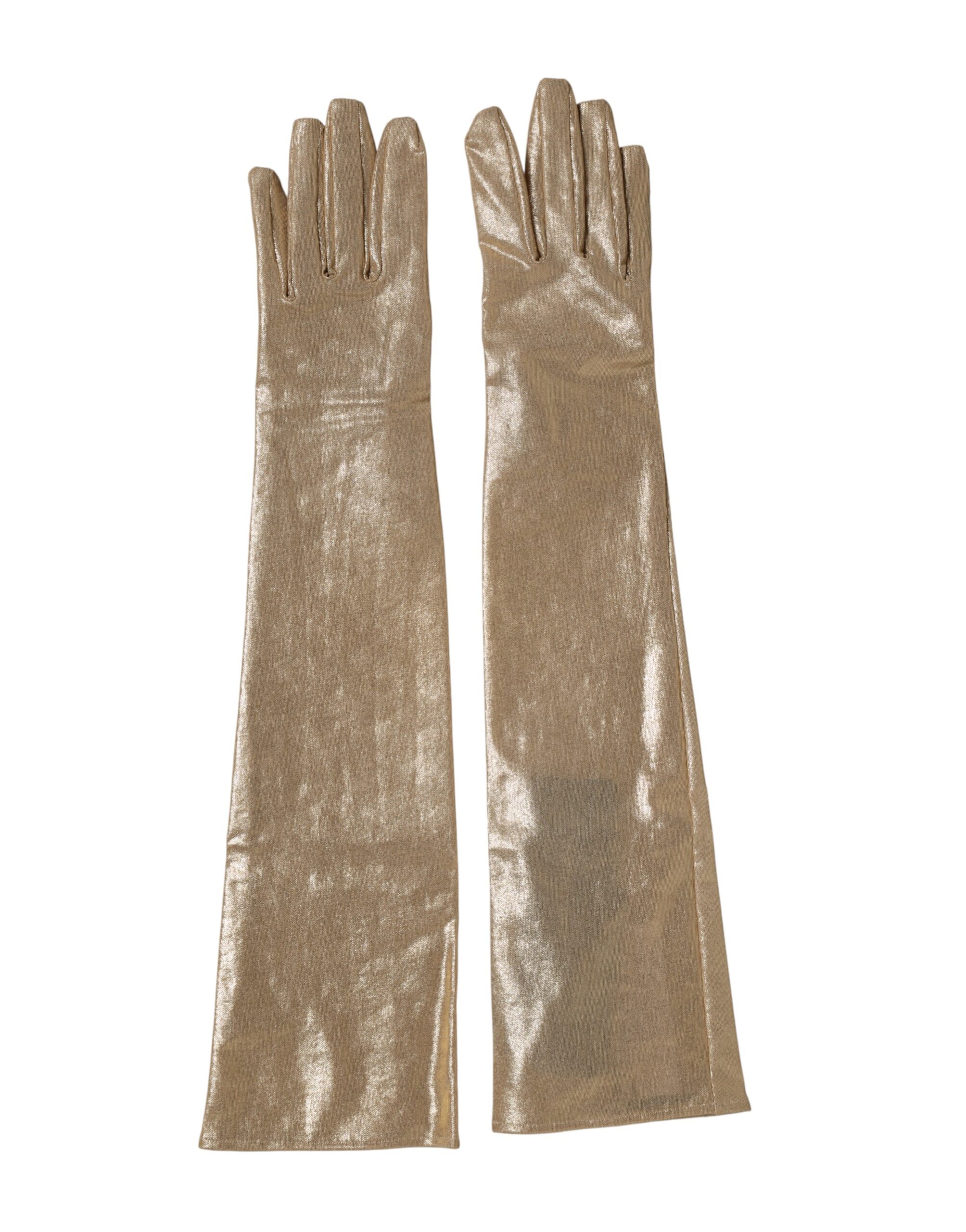 Dolce & Gabbana - Beige Nylon Long Elbow Length Mitten Gloves