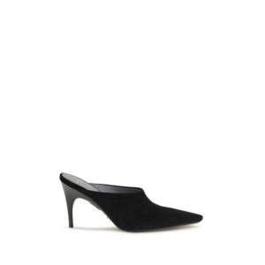 Black Suede Leather Mules