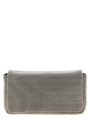 Silver Leather Clutch Bag