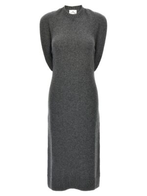 Gray Wool Midi Dress