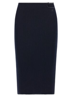 Blue Viscose Midi Skirt