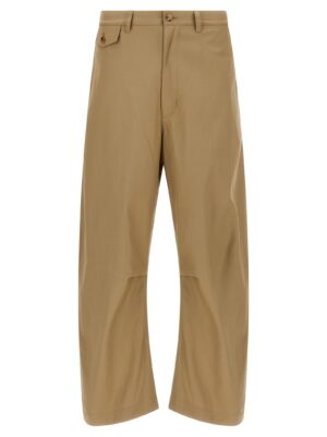 Beige Cotton Casual Pants
