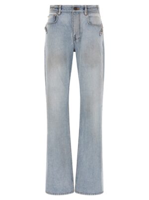 Blue Cotton Straight-Leg Jeans