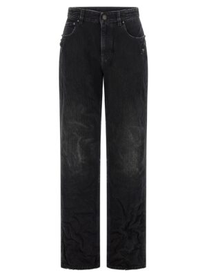 Black Cotton Straight-Leg Jeans