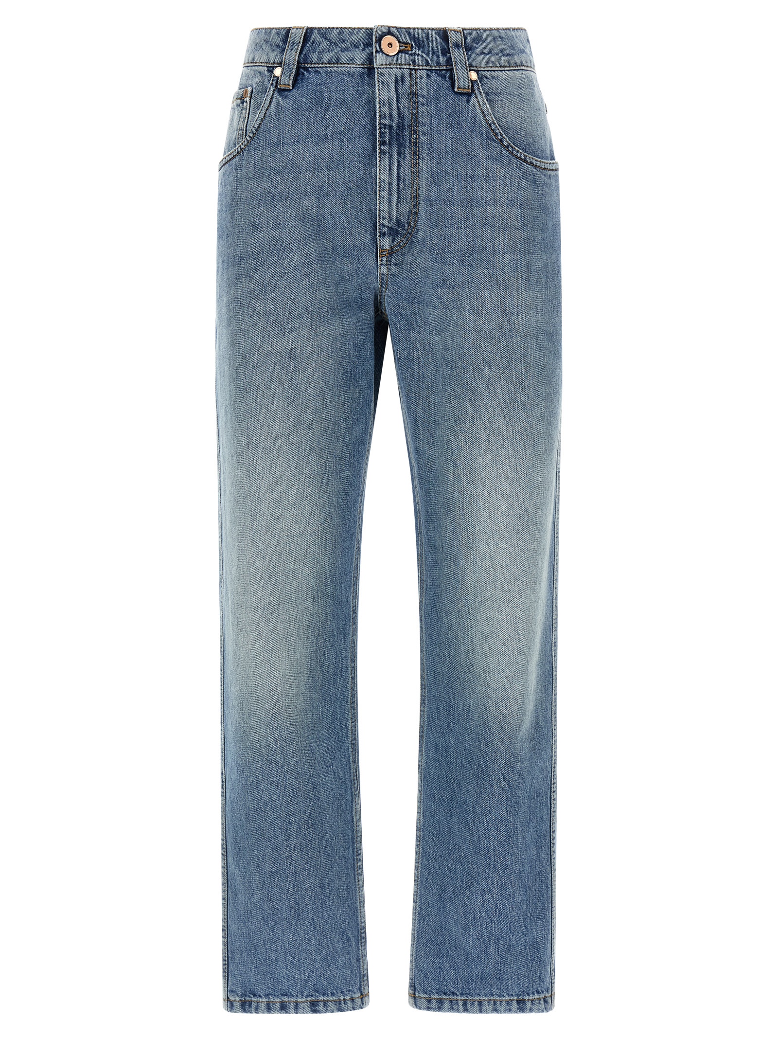 Brunello Cucinelli - Blue Cotton Straight-Leg Jeans