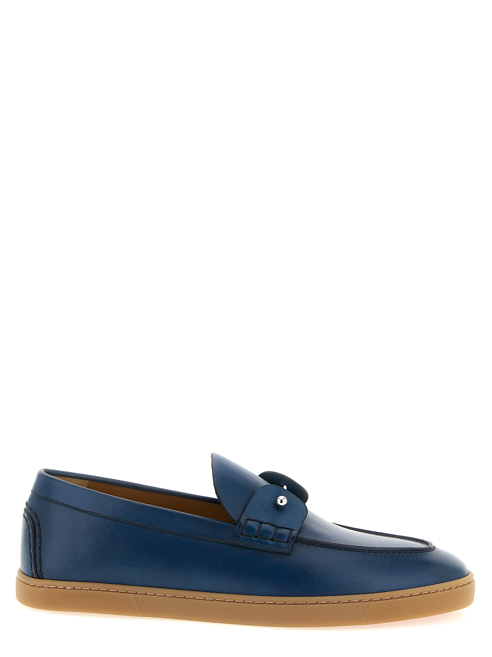 Christian Louboutin - Blue Calfskin Slip-On Loafers