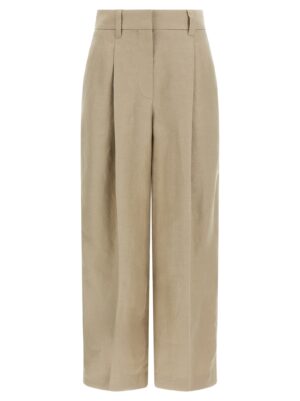 Beige Linen Casual Pants