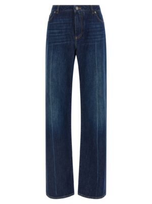 Blue Cotton Straight-Leg Jeans