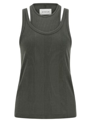 Gray Cotton Sleeveles T-Shirt