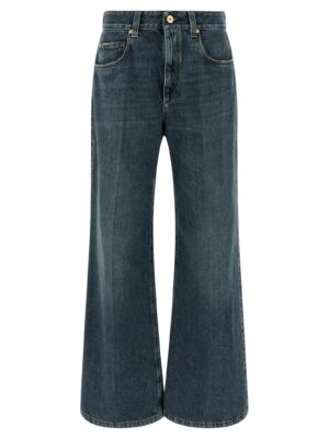 Blue Cotton Flared Jeans