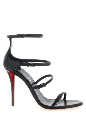Black Goatskin Stiletto Heel Sandals