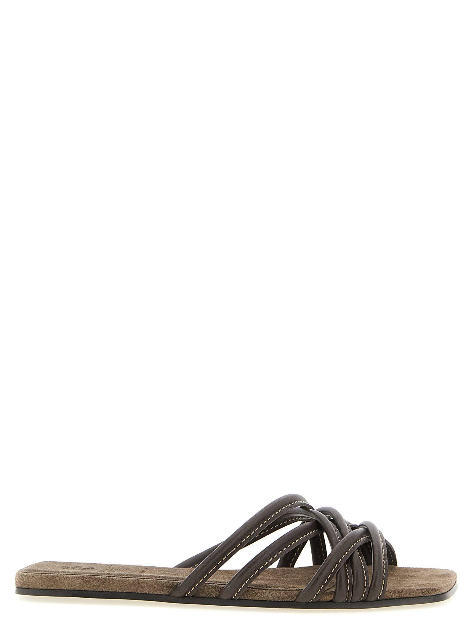 Brunello Cucinelli - Brown Lamb Leather Slides