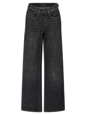 Black Cotton Flared Jeans