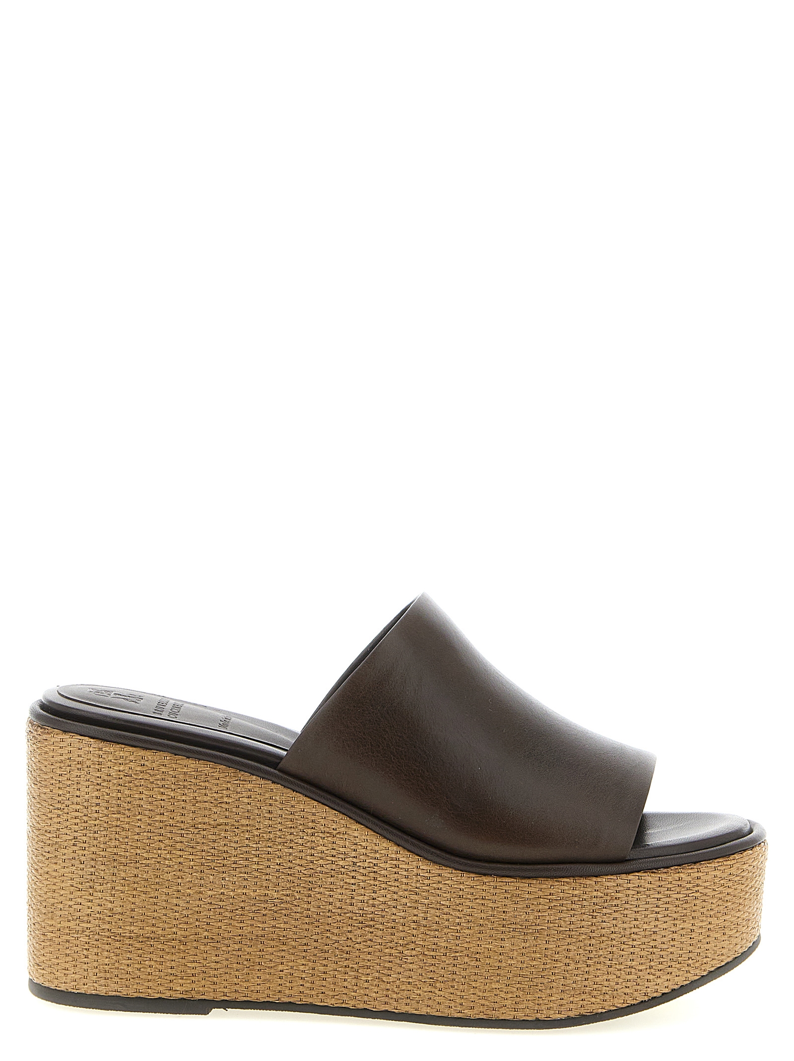 Brunello Cucinelli - Brown Calfskin Wedge Sandals