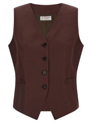 Brown Viscose Sleeveless Jacket