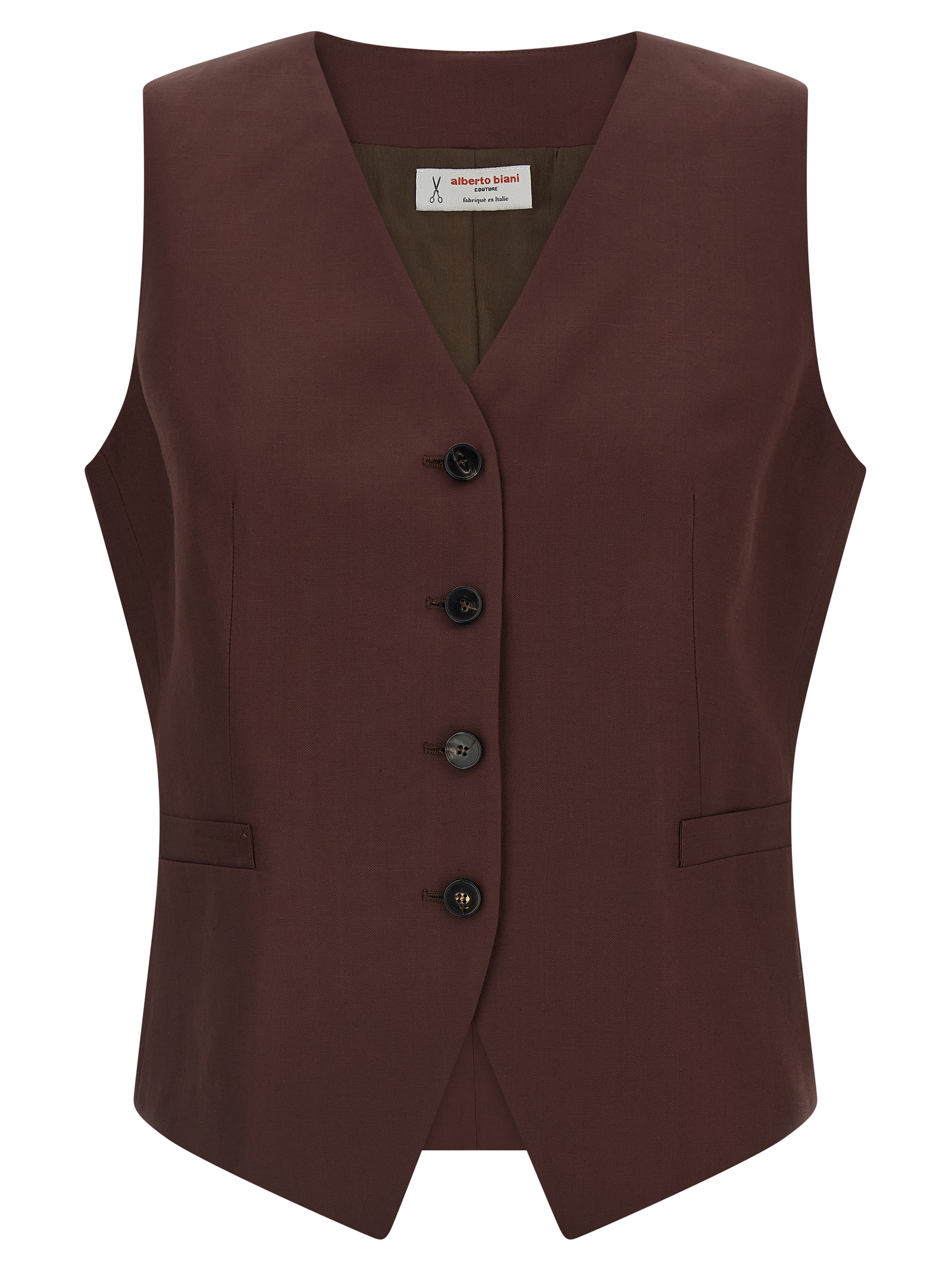 Alberto Biani - Brown Viscose Sleeveless Jacket