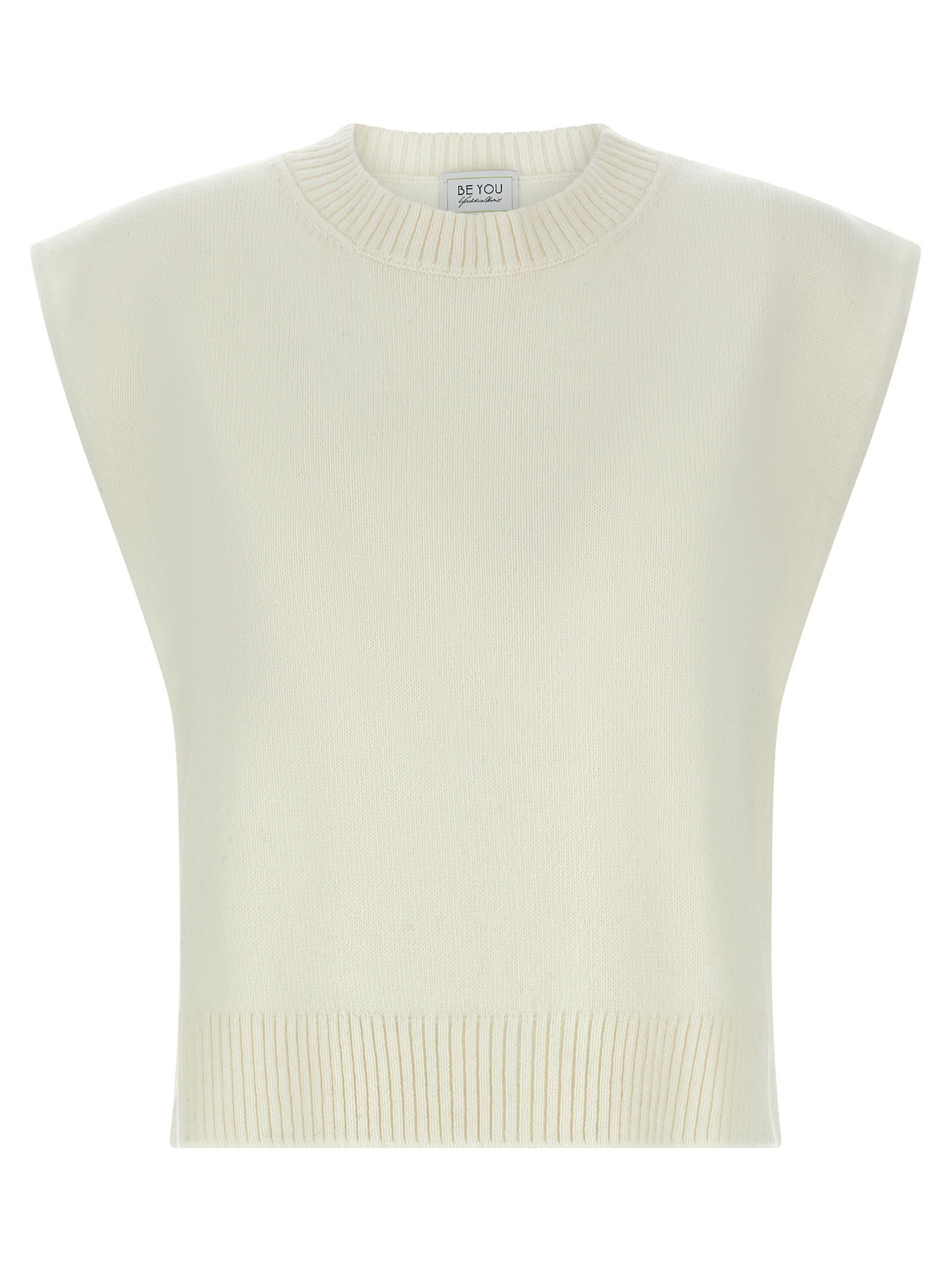 BE YOU - White Cashmere Sleeveless Jacket