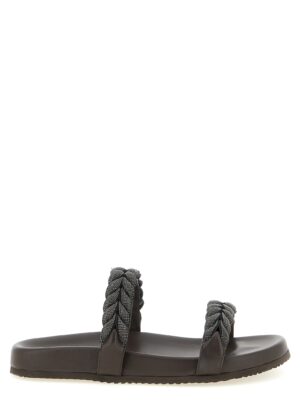 Brown Leather Slides