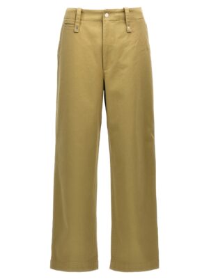 Beige Cotton Casual Pants
