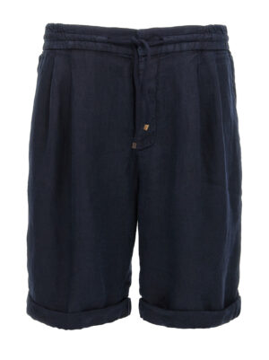 Blue Linen Bermuda Shorts
