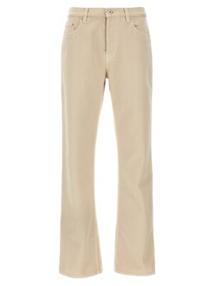 Beige Cotton Casual Pants