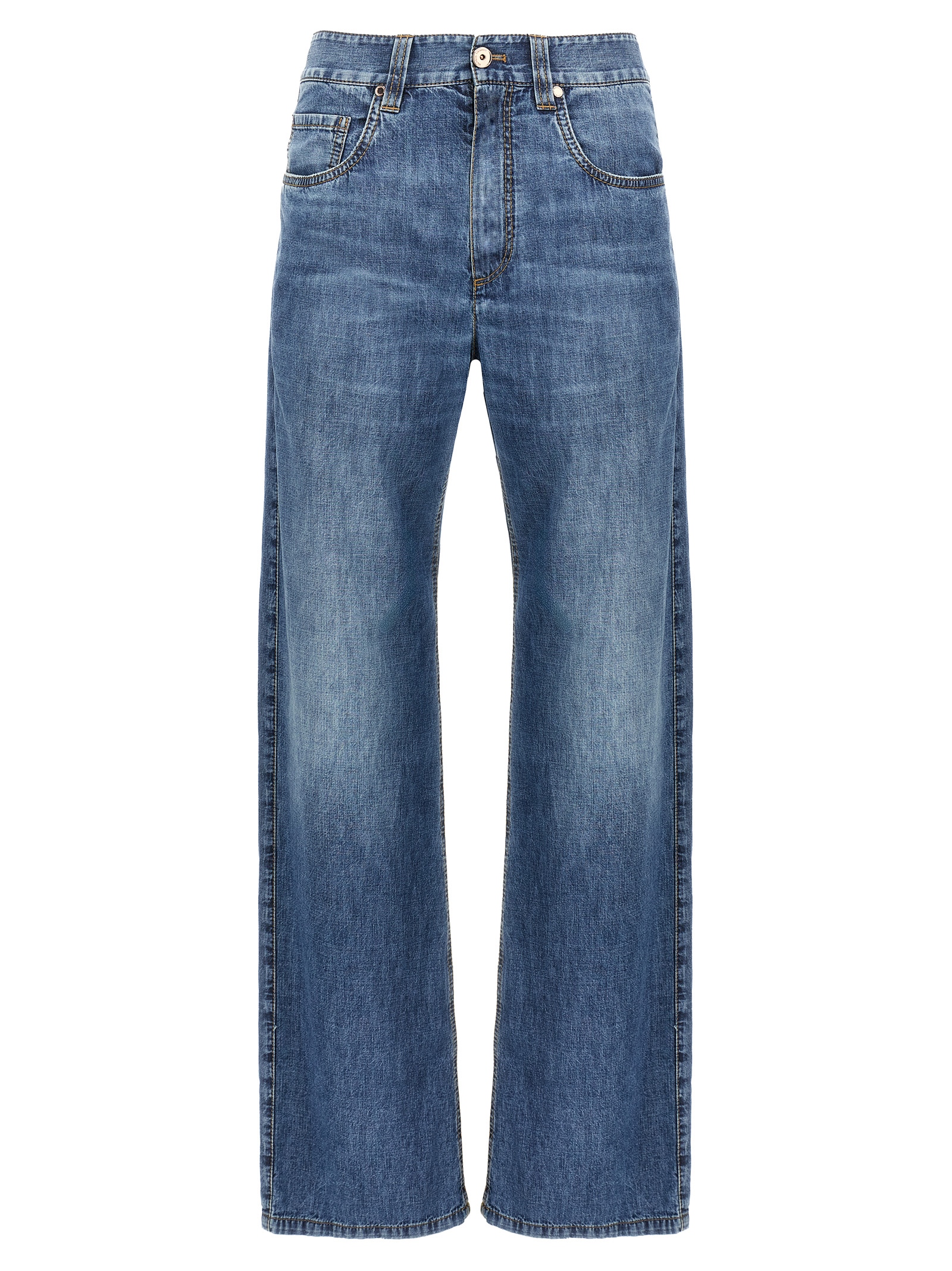 Brunello Cucinelli - Blue Cotton Straight-Leg Jeans